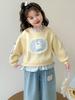 Girls' Cartoon Crew Neck Sweatshirt - Trendy 2025 Korean Style, Spring/Autumn, Versatile Casual Top for Little Girls