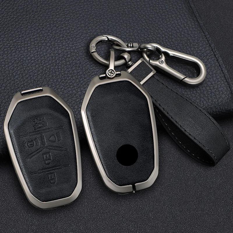 Lega di Zinco+Pelle Custodia Protettiva per Portachiavi Smart Auto Guscio Protettivo Adatta per Ssangyong G4 Rexton Portachiavi Auto Styling Accessori Auto