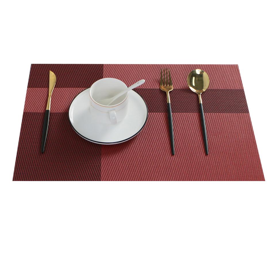 Set of 6 PVC Placemats Plastic Wipe Clean Heat Resistant Woven Vinyl Non Slip Washable Rectangle For Dinner Table Wedding Decor