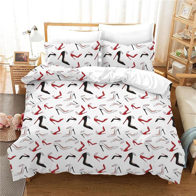 Bedroom Duvet Cover Sets Print Happy Valentine's Day Bedding Set Holiday Gifts Home Textiles Red Rose Bedclothes Double 200x200