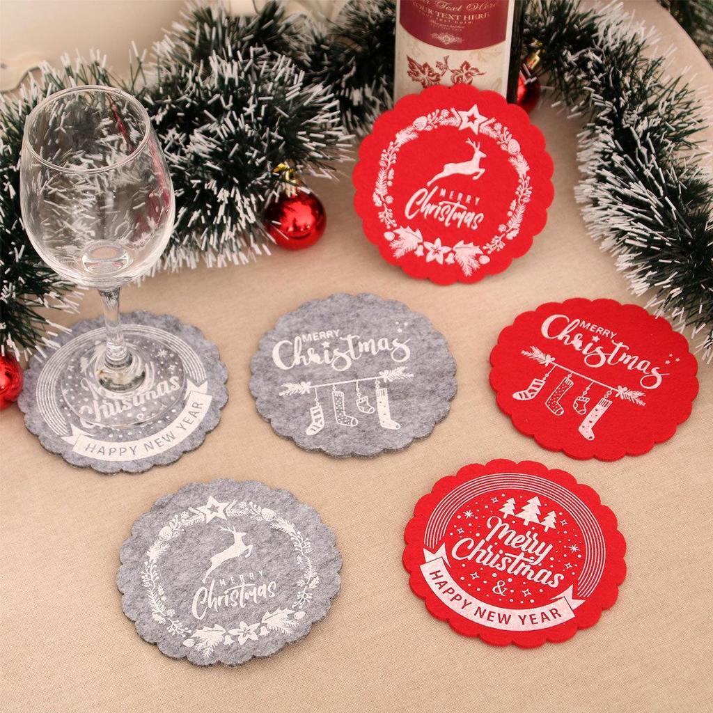 Cross-Border Felt Christmas Coaster Set: Festive Tea & Home Decor for Hotels & Restaurants