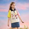 ASK JUNIOR Girls' Color Block Casual Short-Sleeved T-shirt