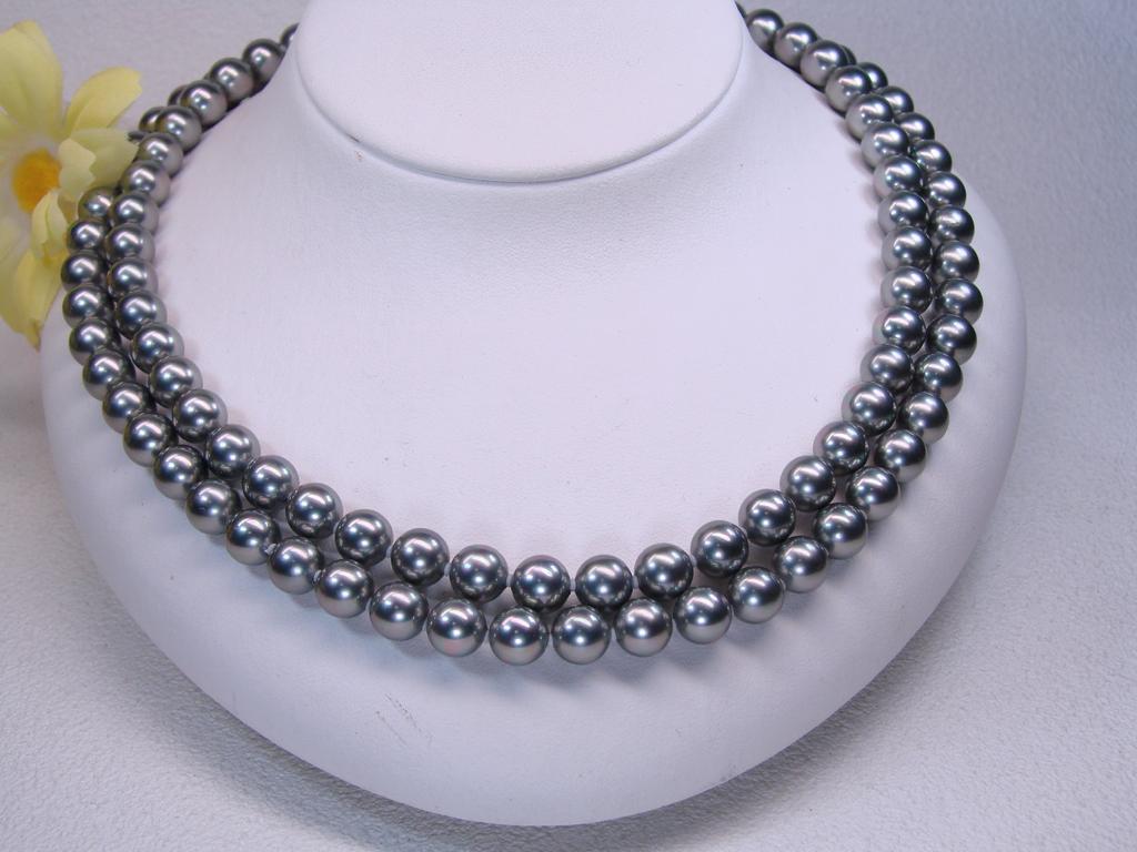 [Your and My Jewelry Box] Akoya Pearl Gray Black Necklace and Earrings Set (Earring Set)