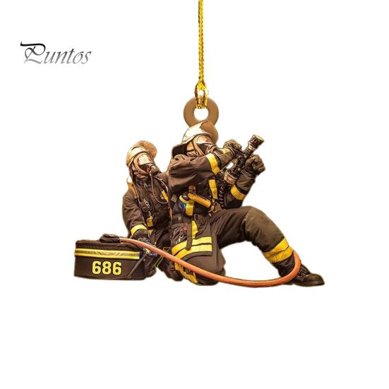 Vánoční stromeček Hasič ozdoba se šňůrkou Široce používané auto Zpětné zrcátko Hasič přívěsek závěsná dekorace