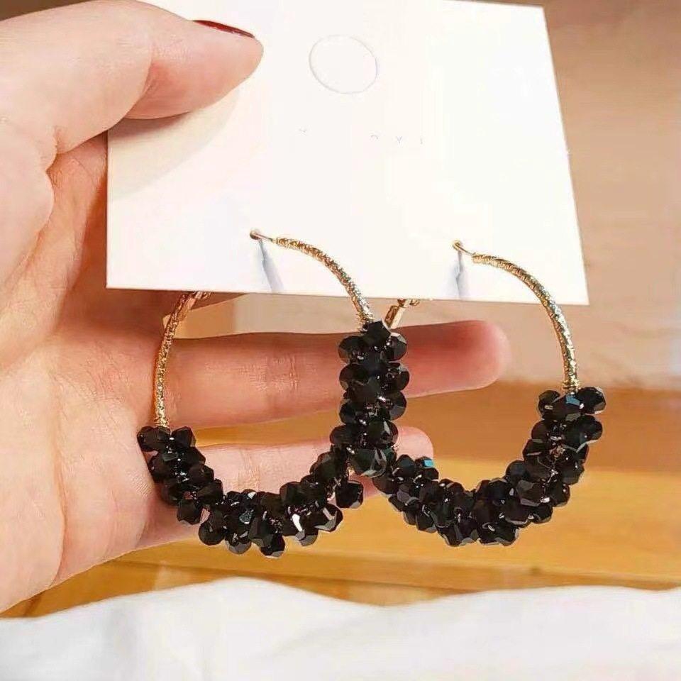 Супер-сказочные прозрачные кристальные круглые серьги 111 серебряная игла преувеличенная индивидуальность высокий стиль геометрические серьги серьги интернет-знаменитости 925 silver needle