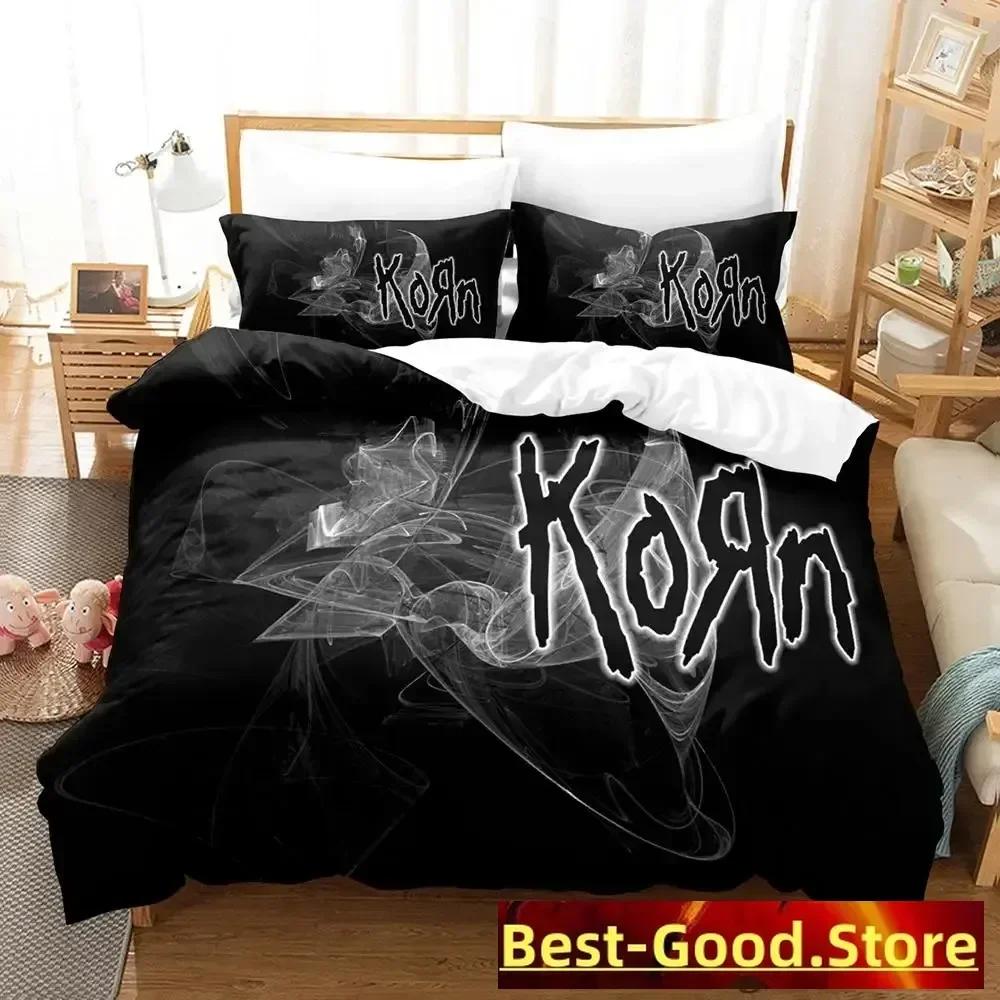 

Korn rock Bedding Set Printed Bed Set With Pillowcase Bed Duvet Cover Soft Single Double Queen Super King Size Bedroom EU Double(200*200cm)3pcs