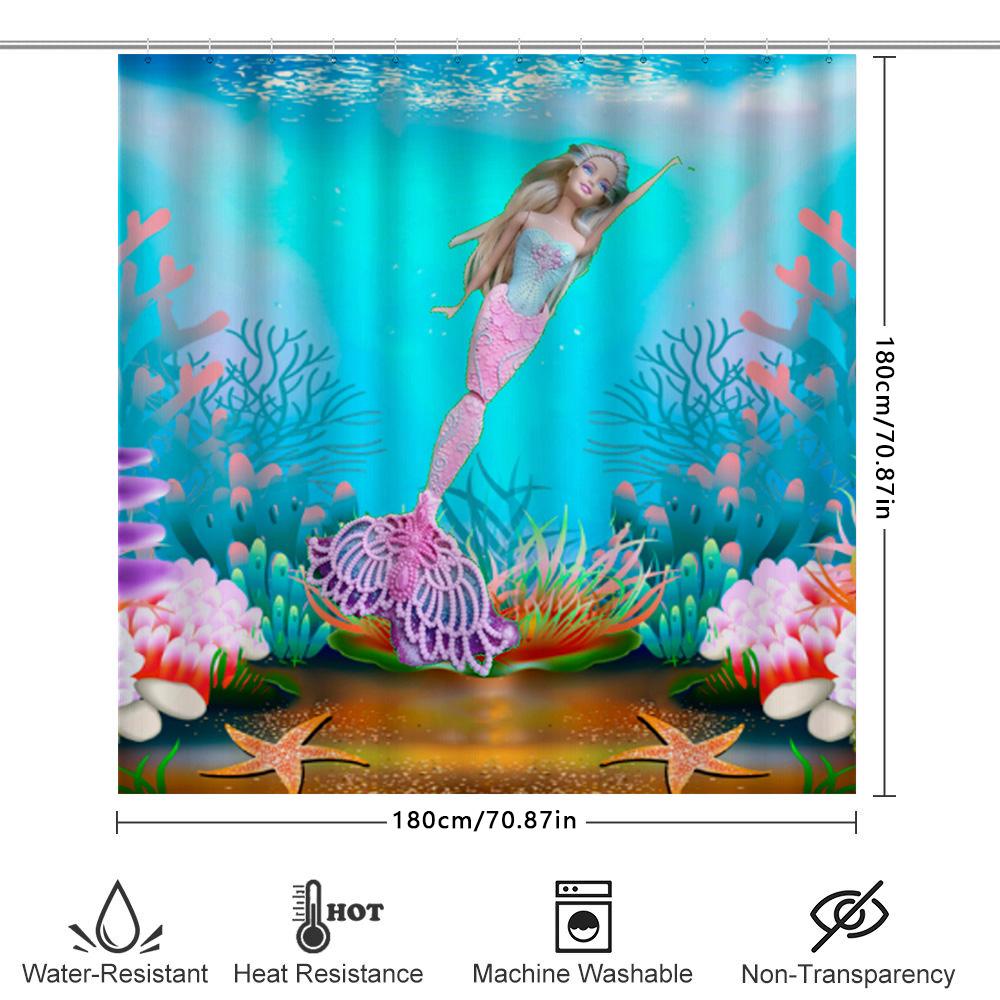 Turtle Print Shower Curtain Waterproof Bathroom Decor Blue Striped Animal Painting Printed Fabric For Home Decoration In Bathroo