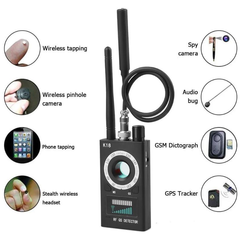 New K18 Multi-function Anti-Candid Cam Wireless Lens Device Finder 1MHz-6.5GHz GSM Audio Bug Finder GPS Signal RF Tracker Detect
