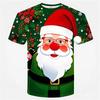 3D Printed Santa Claus Pattern T-shirt, Men's and Women's Short Sleeved Plus Size T-shirt Top, Children's Merry Christmas T-shirt Clothes