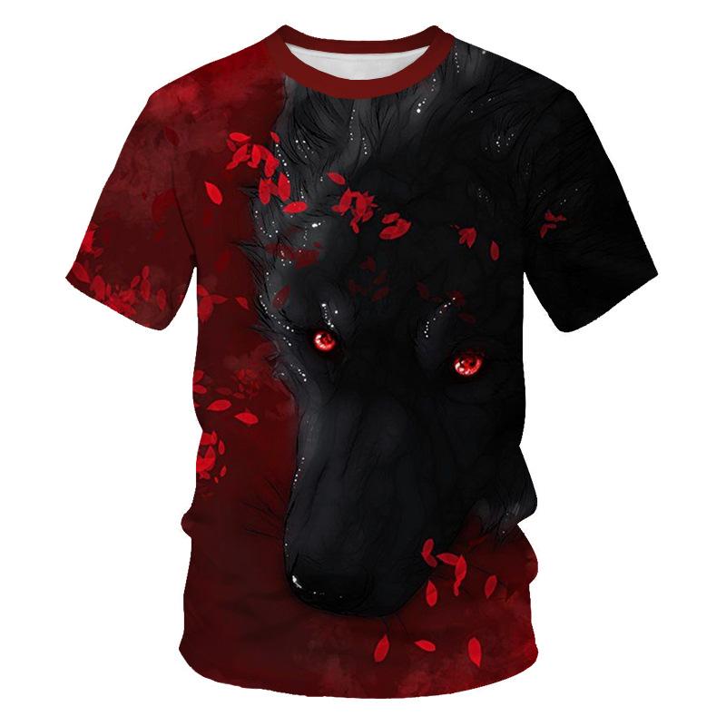 Volné letní topy Muži Oblečení Velké velikosti Tričko Zvířecí 3D tisk Tričko Pár Tiger Wolf Vzor Trička O Krk s krátkým rukávem Top Prodyšné pánské košile