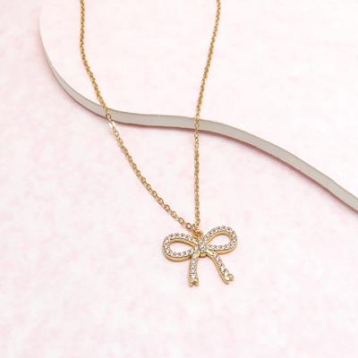 New Fashion Versatile Bow Necklace Ins Niche Pendant High-end Collarbone Chain