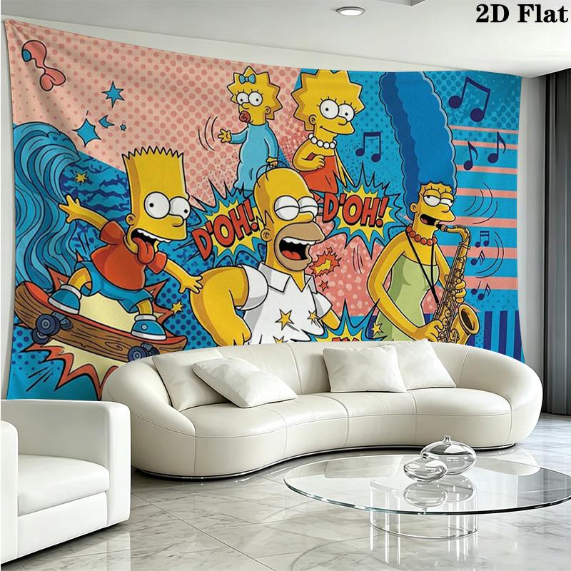 The Simpsons Wall Tapestry Aesthetic Wall Hanging Printed Fabric Blanket Decorative Tapestries for Bedroom Living Room Home Decor