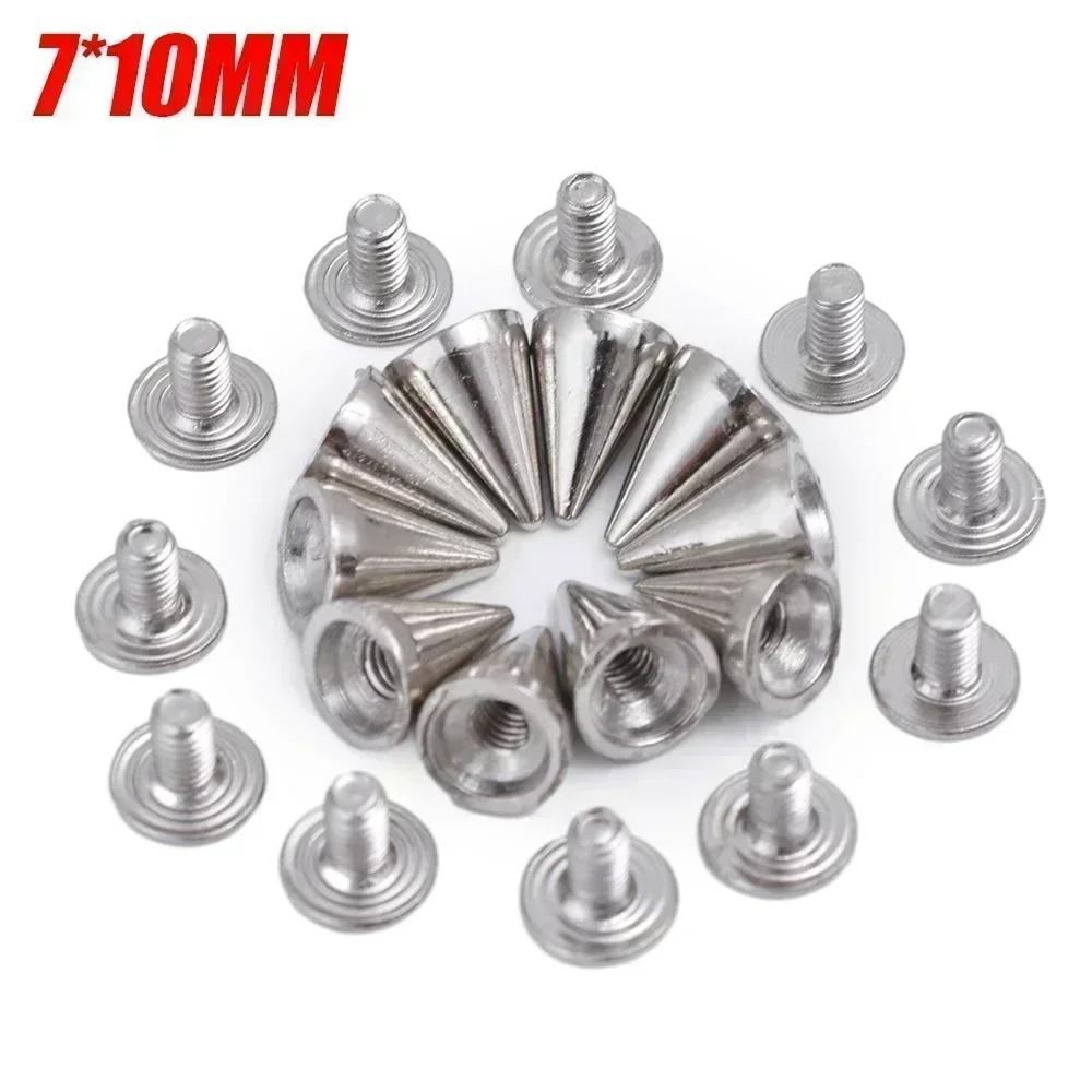 

10/14/20MM Серебряные заклепки Круглые конические шипы DIY Панк Конические гвоздики Обувь Одежда Двойной колпачок для гвоздей Заклепки Товары для рукоделия 10pcs