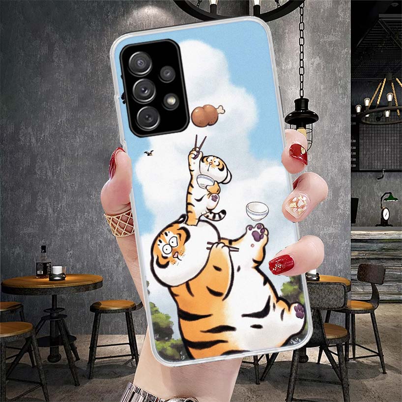 

Cartoon Fat Tiger Soft Phone Case For Samsung Galaxy A12 A22 A32 A52 A72 A02S A51 A50S A71 A70 A31 A20S Note 20 Ultra S10 A10S G Samsung Note 10 Plus