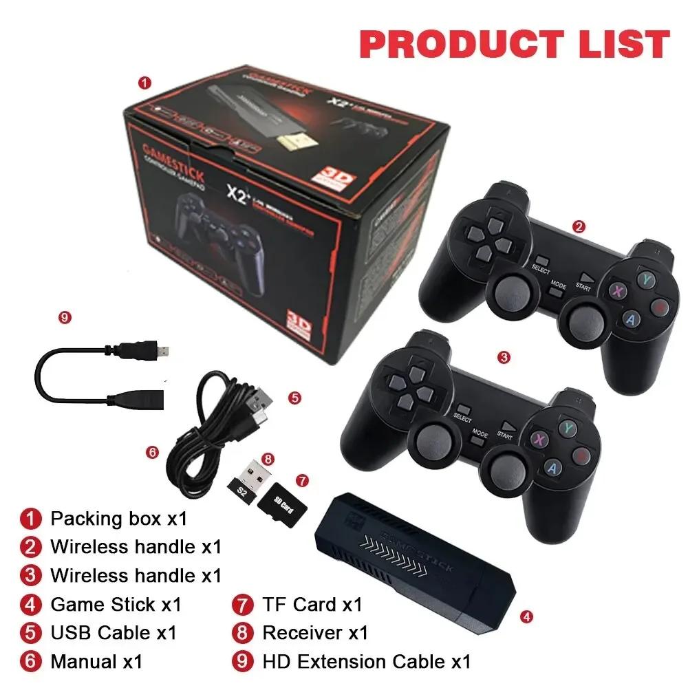 X2 Plus 256G 50000 Game GD10 Pro 4K Game Stick 3D HD Retro Video Game Console Wireless Controller TV 50 Emulator For PS1 N64 DC