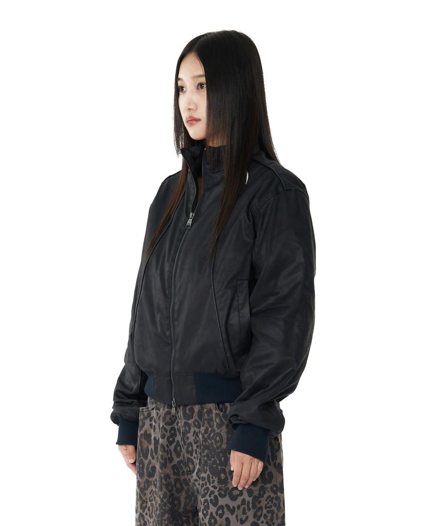 Aakam Piping Leather Blouson (Black)