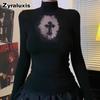 Plus Size Chunky Cross Pendant Hollow Top for Women, Trendy Spring Autumn New Style High Neck Camisole Undershirt