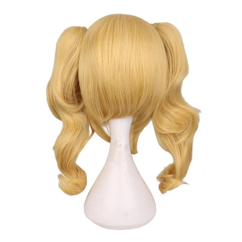 Professional Long Wavy Cosplay Mixed Blonde Wig With 2 Ponytails Synthetic Hair Wigs