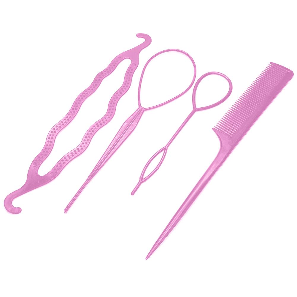 

NO.INS расческа для создания булочек с хвостиком, аксессуары для парикмахерских, набор для укладки волос, массажная расческа для волос розовый