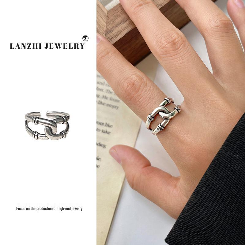 

Lan Zhi Кольцо-крест из стерлингового серебра 925 пробы в стиле хип-хоп - Женская мода, устойчиво к потускнению. Adjustable Open