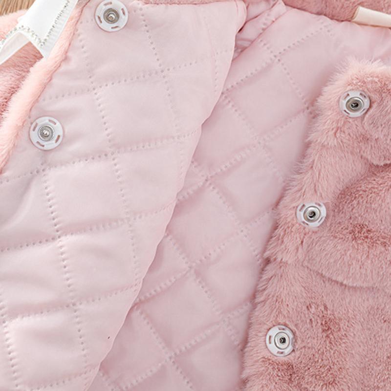Autumn Winter Warm Faux Fur Coat for Girls Jacket Baby Snowsuit Sweet Christmas Princess Outwear 1-5 Years Kids Clothes