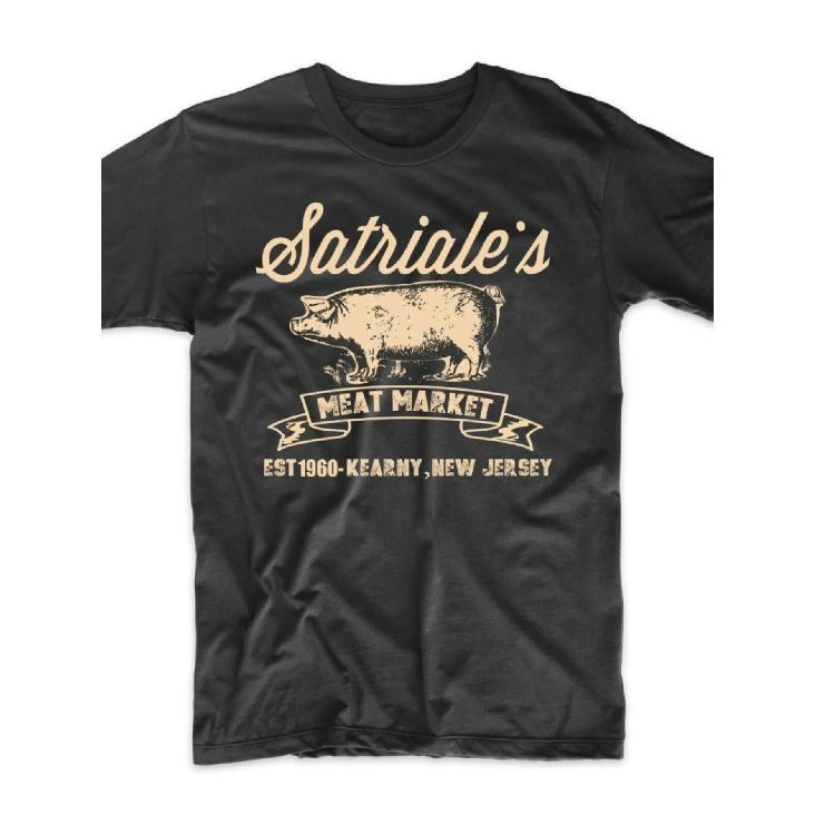 Sopranos-Inspired Badabing Funny Deli Graphic Tee - Cotton, Casual Summer Shirt for Men, Black with Golden Lettering, Round Neck, Short Sleeve, S чёрный