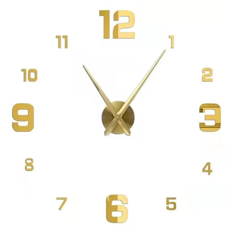 2D/3D Large Roman Numeral Acrylic Mirror Wall Clock Sticker Fashion DIY Quartz Clocks Watch Home Decoration Living Room Stickers