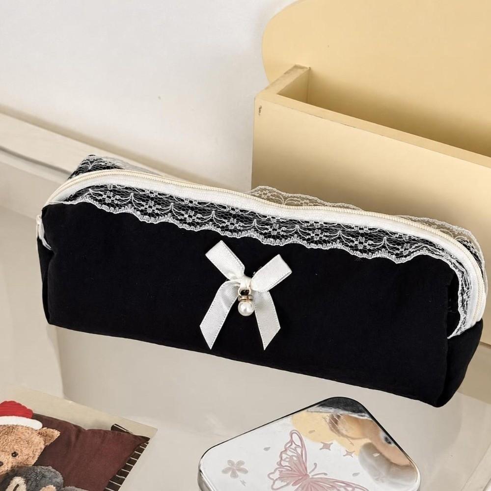 Black Pencilcase Bags Lace Stationery Storage Bag Cute Pencil Case  Organizer Pouch
