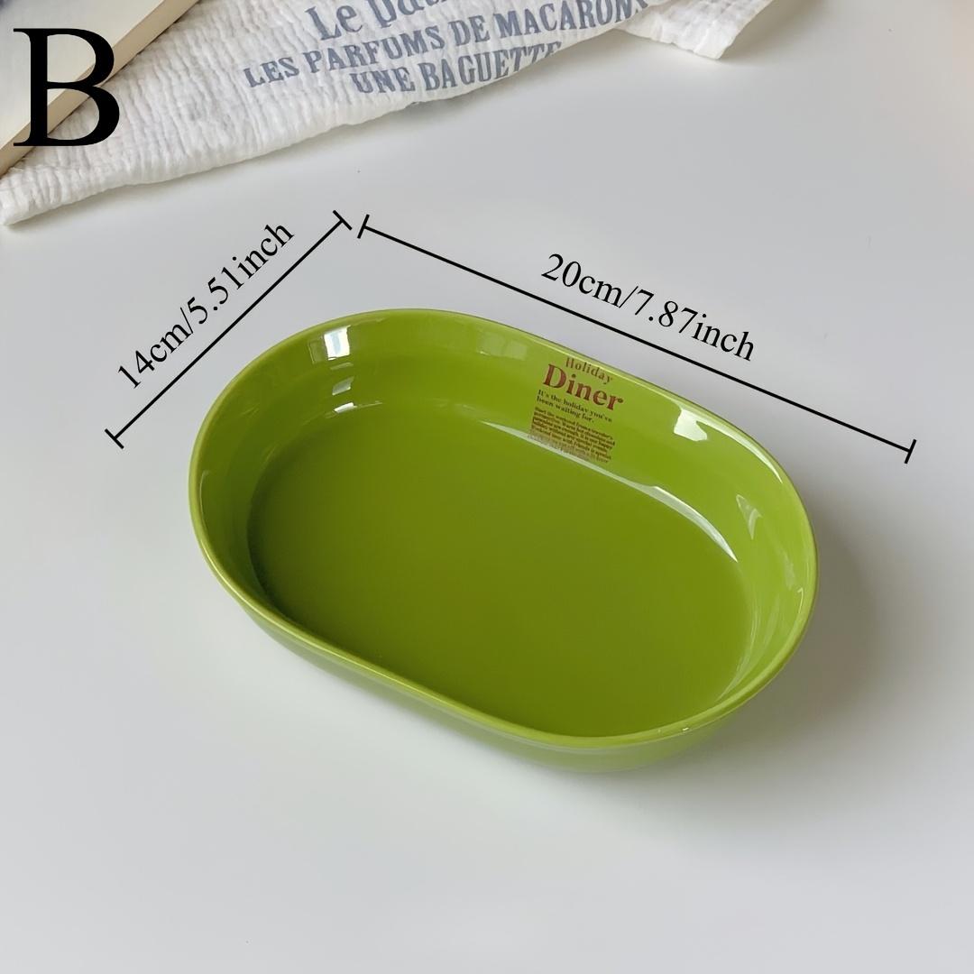 

Ins wind exquisite ceramic plate tableware household western food plate steak pasta plate snack plate fruit salad plate Grass Green B