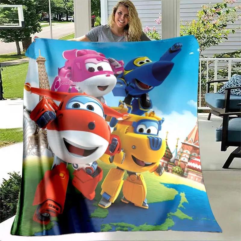 Super Wings Blanket Cartoon Child Flannel Throw Blankets Micro Fleece Cozy Plush Covers for Bed Car and Home Decoration