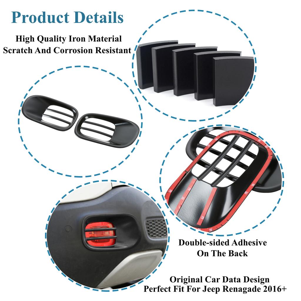 Car Rear Tail Fog Light Lamp Decoration Cover Stickers for Jeep Renegade 2016-2022 Lamp Hoods Guard Exterior Accessories