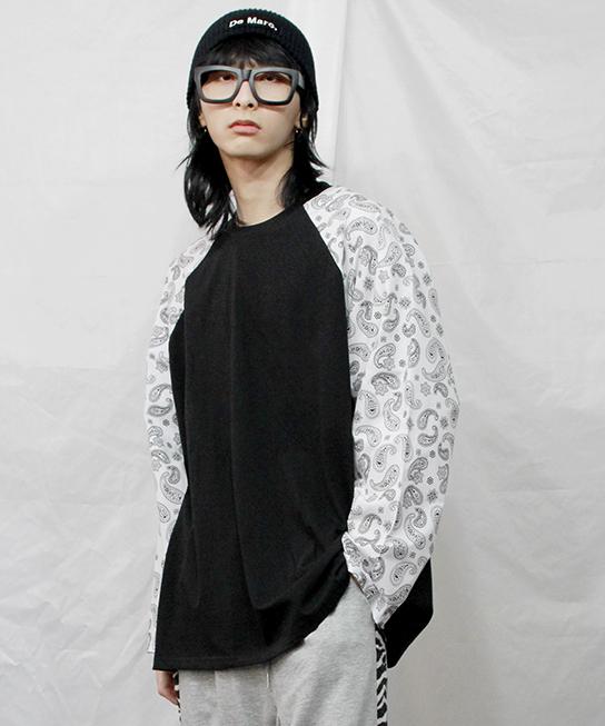 Deumakeu Box Fit Raglan Sleeve Paisley T-Shirt White