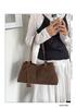Women's Retro Suede Tote Bag - Large Capacity Frosted Shoulder Bag for Autumn 2025