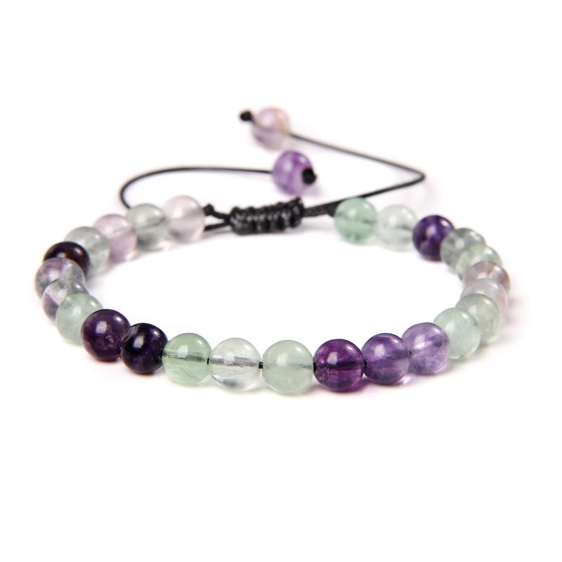 Natural Stone 6mm Beads Bracelet Adjustable Rope String Braided Bracelets For Women Men Amethysts Red Agates Lava Beaded Bangles