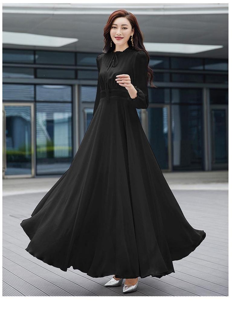 White Flowing Chiffon Beach Dress with Large Hem Skirt - Summer Long Style for Women
