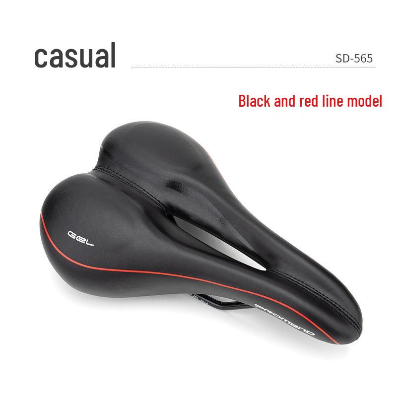 PROMEND Breathable Silicone Mountain Bike Saddle with Hollow Design and Casual Saddle Bag. Medium