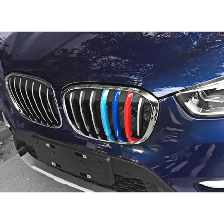 For BMW X1 2016- 3-Color Car Front Center Mesh Grille Grill Strip Cover Trim
