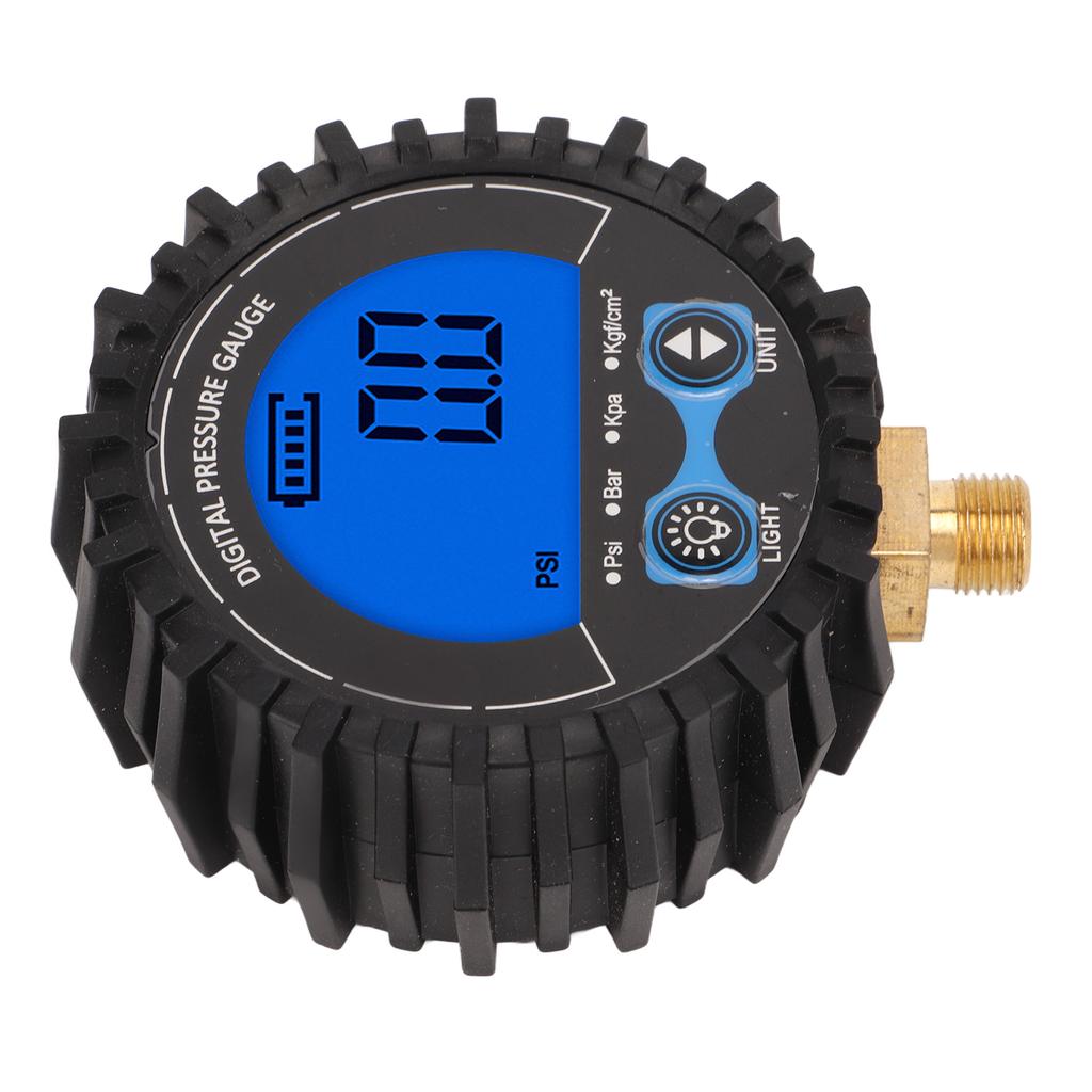 Digital Tire Pressure Gauge LCD Display Four Unit 3‑200PSI Wheel Tyre Air Inflator Monitoring Tester M11x1 Thread Blue