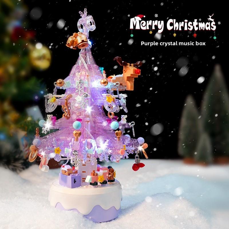 Christmas Tree Music Box Assembly Building Blocks Model Ornament For Kid Gift