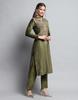 MONTE CARLO Womens Self Design Green Round Neck Full Sleeve Kurti Set