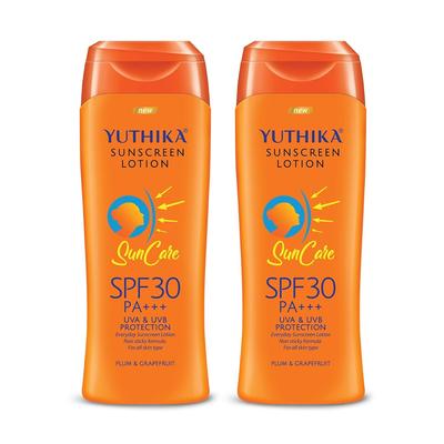Yutika Sunscreen Lotion SPF 30 PA+++ for Men and Women 100ml Non-Greasy Sun Cream All Skin Types Pack of 2