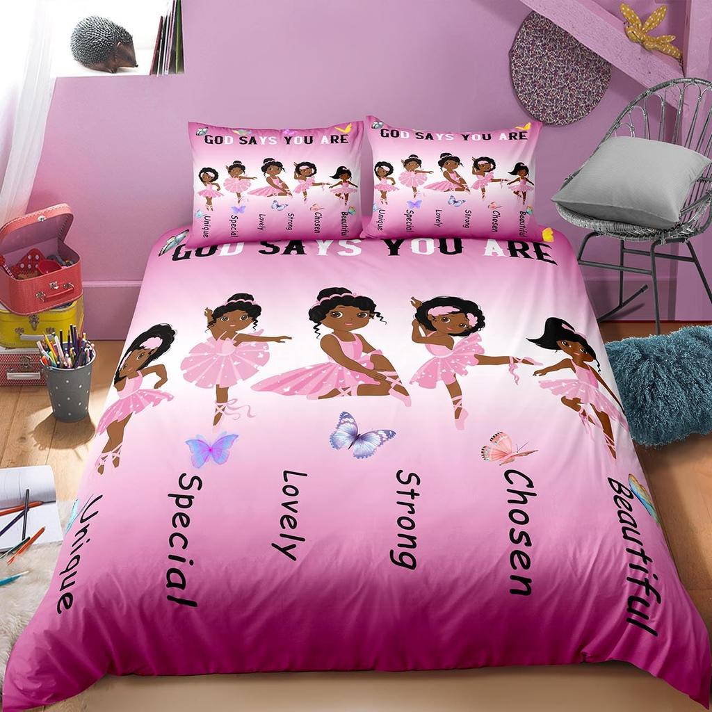 Art Duvet Cover Set Female Ballet Dancers Performing Arts Black Silhouettes Illustration Design Bedding Set with 2 Pillowcases