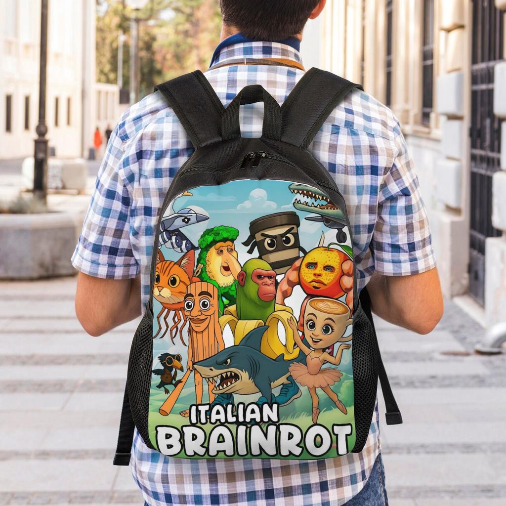 Italian Brainrot Backpack Hiking Backpacks Male Kawaii School Bags Design Breathable Rucksack