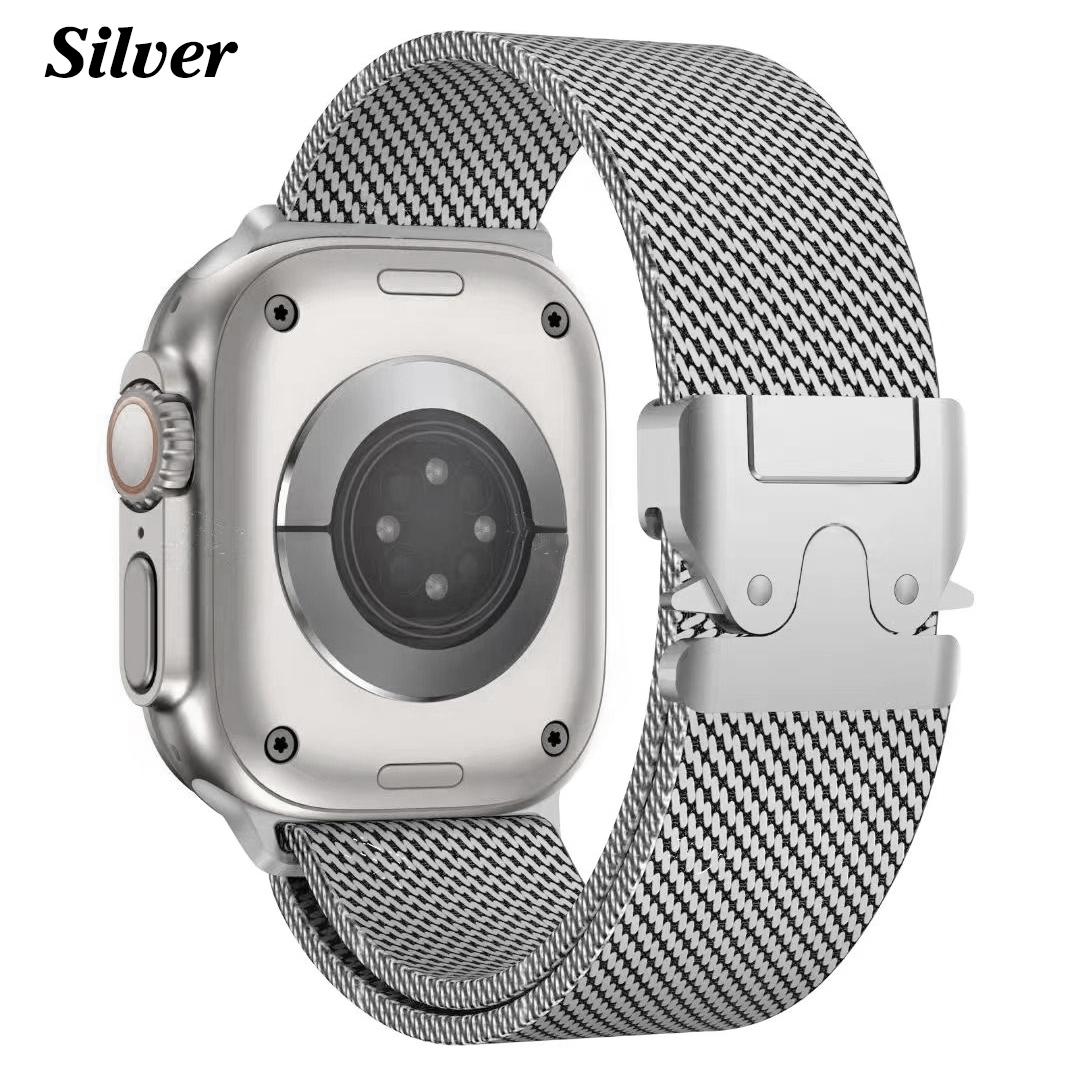 

Оригинальный металлический ремешок для Apple Watch Ultra 2/Ultra Series 10 9 SE 8 7 6 5 4 3 2 1 Магнитная застежка из нержавеющей стали сменный ремешок (new)46mm-42 44 45 49mm серебряный