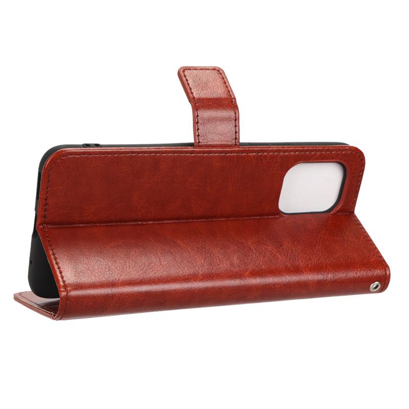 Umi C2 & Umidigi C1 Max Leather Flip Case: Crazy Horse Pattern, Card Slot, Lanyard.