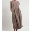 Spring/Summer Short Sleeve Loose Dress Casual Solid Color Pocket Dress for Women