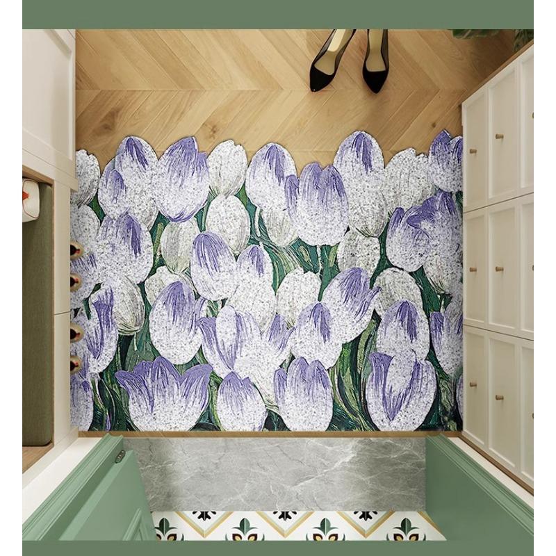 

Входной пыленепроницаемый шелковый круглый коврик для пола, входная дверь, ПВХ-коврик, противоскользящий коврик для дома 40 * 60cm silk circle