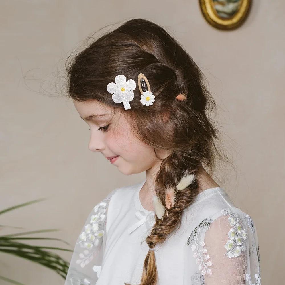 2 Stück Niedliche Baby Mädchen Haarspangen Gänseblümchen Blume Kinder Haarnadeln Prinzessin Haarspange Kind Haarschmuck Frühling Koreanischer Stil Haarklammern