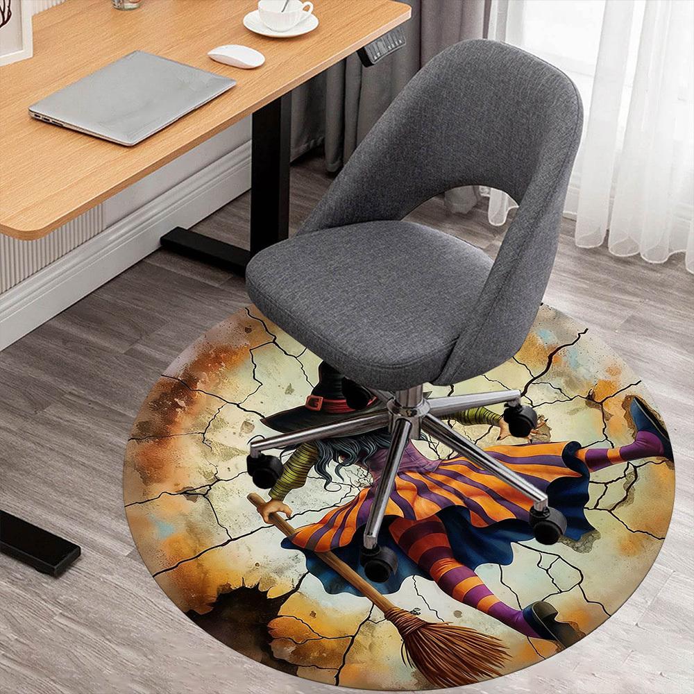 1 Stück Hexe Besen Büro Runder Teppich, Unter Bürostühlen Schlafzimmer Wohnzimmer Heimdekoration, Teppich für Büro -1110003