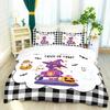 3pcs Halloween Cartoon Cat Witch Print Chipless Duvet Cover Set Multi Size Bedroom Dormitory Soft Comfortable, Machine Washable